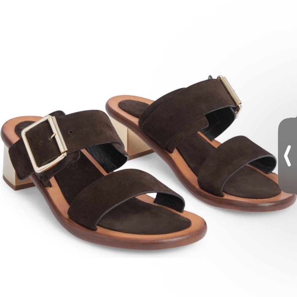 New BY Far the Ross slide brown and gold suede sandals size 8.5